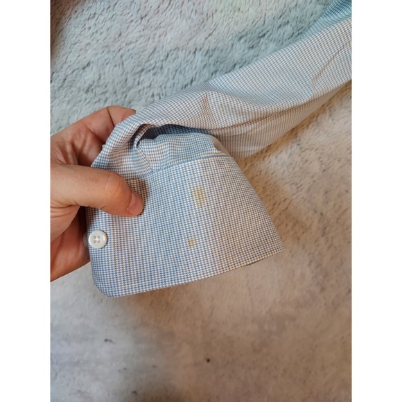 Twillory Shirt Mens 16 34 35 Flip Cuff Performance Stretch Blue Tailored SPOTS - Picture 4 of 10